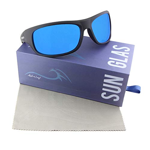 Gafas de sol polarizadas EREBOS | Cat. 4 especialmente oscuras | Protección UV 400 | Para sol extremo: montaña y mar | En caso de fotofobia | Deportivo | 24 g (Negras | Espejado azul | Tinte marrón)