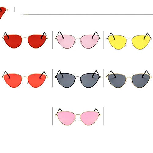 Gafas de Sol Sunglasses Gafas De Sol De Ojo De Gato Vintage para Mujer Gafas De Sol De Aleación De Montura Pequeña Espejo Reflectante Uv400 Gafas De Sol Goldred