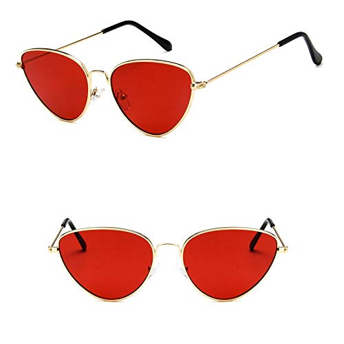 Gafas de Sol Sunglasses Gafas De Sol De Ojo De Gato Vintage para Mujer Gafas De Sol De Aleación De Montura Pequeña Espejo Reflectante Uv400 Gafas De Sol Goldred