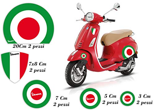 GamesMonkey Adhesivos Stickers Vespa Set Piaggio Vespa Banderas Italia Rueda