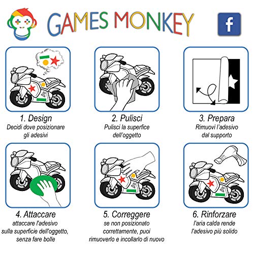 GamesMonkey Adhesivos Stickers Vespa Set Piaggio Vespa Banderas Italia Rueda