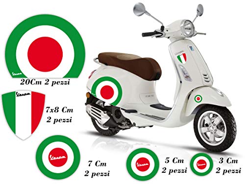 GamesMonkey Adhesivos Stickers Vespa Set Piaggio Vespa Banderas Italia Rueda