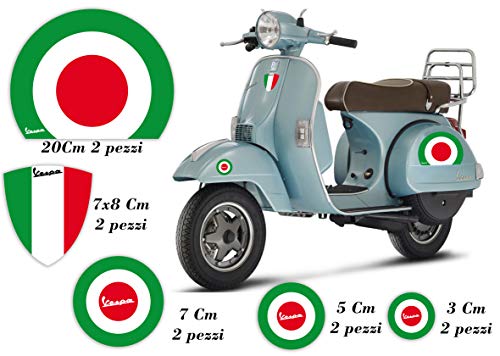 GamesMonkey Adhesivos Stickers Vespa Set Piaggio Vespa Banderas Italia Rueda