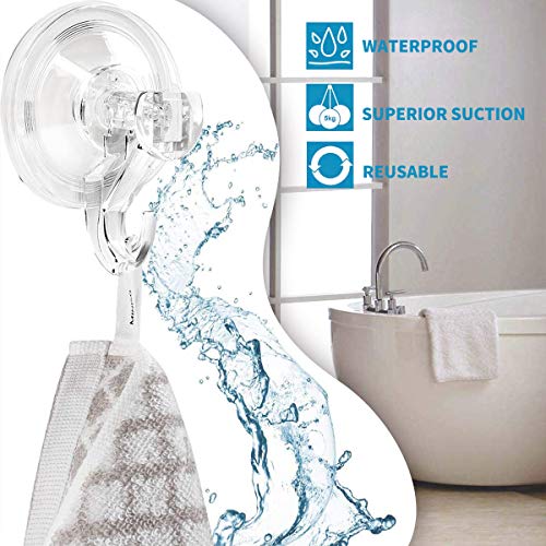 Ganchos Ventosa Fuerte [2 Piezas],Gancho Colgador Ventosa Ultra Fuerte Baño Cocina, MAX6kg,Ventosa Reutilizable, Ganchos Adhesivos Resistente al Agua,Ideal para Baño Cocina Ducha Ventana, etc.