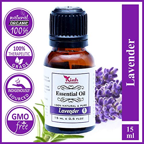 Ganga Ayurveda Aceite Esencial De Lavanda Kiah, 100% Puro, Mejor Grado Terapéutico Para Aromaterapia, Masaje ||15 ML