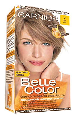 Garnier Belle Color Coloración de aspecto natural y cobertura completa de canas con aceite de jojoba y germen de trigo - Tono: Rubio 7
