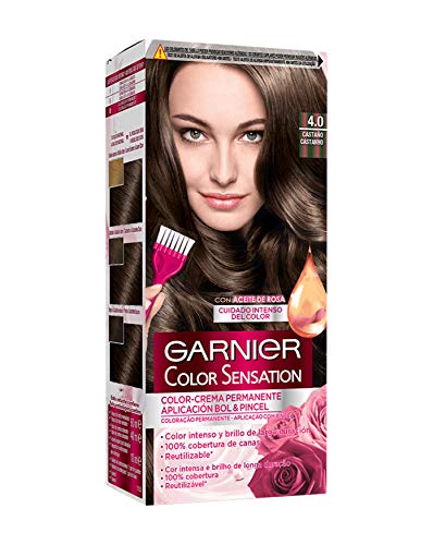 Garnier Color Sensation coloración permanente e intensa reutilizable con bol y pincel - 4.0 Castaño