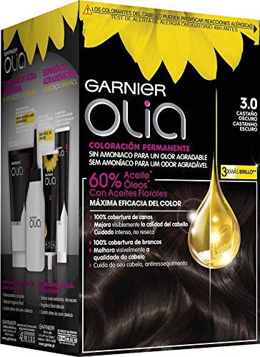 Garnier Olia coloración permanente con aceites florales de origen natural sin amoniaco para un olor agradable - castaño oscuro 3.0