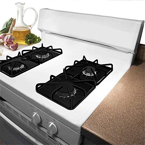 Gas Stove Cover, Non-stick Gas Cooker Protection Device Can Be Reused for Easy Cleaning (black and Silver) (0.12mm*1 piece,Black)