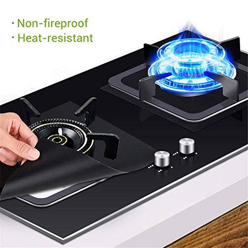 Gas Stove Cover, Non-stick Gas Cooker Protection Device Can Be Reused for Easy Cleaning (black and Silver) (0.12mm*1 piece,Black)