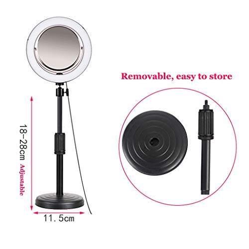 GASAMTINA Mini Kit de luz de Anillo LED Regulable con Espejo de 6 Pulgadas, Clip para teléfono, Enchufe USB Blog de Belleza Maquillaje Autorretrato Fotografía fotográfica (sin Bolsa de Transporte)