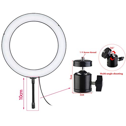 GASAMTINA Mini Kit de luz de Anillo LED Regulable con Espejo de 6 Pulgadas, Clip para teléfono, Enchufe USB Blog de Belleza Maquillaje Autorretrato Fotografía fotográfica (sin Bolsa de Transporte)
