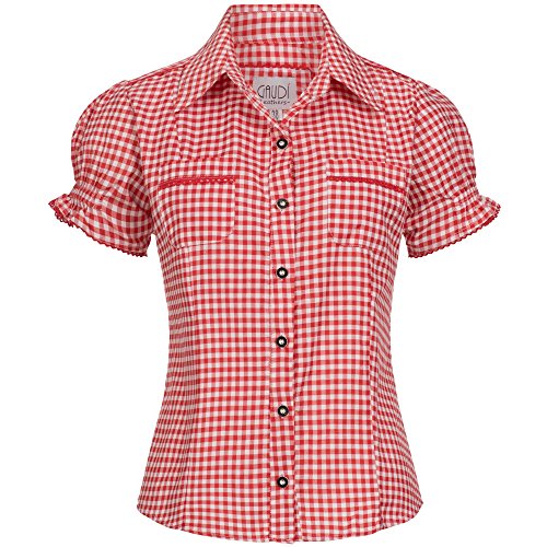 Gaudi-Leathers Traditional Blusa bávaro Mala Camisa Traje de Tirolesa Moda alemán de Oktoberfest carnevale para Mujer Rojo 42