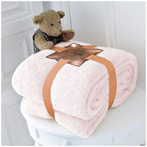 Gaveno Cavailia Teddy Throws Manta de Peluche, Suave y acogedora, 100% poliéster, Peso Ligero, mullida, para sofá, Cama Individual, 130 x 180 cm, 100%, Rosa, 130X180