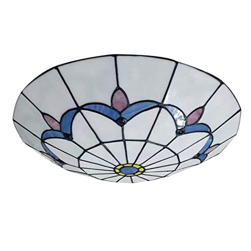 GDLight Lámparas de Techo LED Tiffany Style para dormitorios, Luces de Techo mediterráneas de Montaje Empotrado Accesorio de iluminación de Pasillo de vidrieras Vintage de orquídeas,Cool Light,50cm