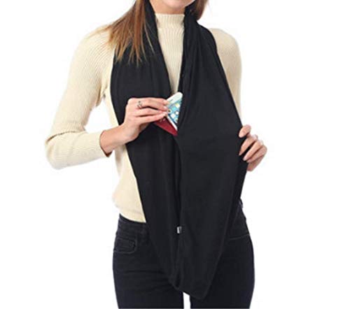 GDYX Bufanda Bufanda de anillo unisex Bufanda ligera envuelta con bolsillo con cremallera oculta Bufanda de viaje elástica   COLOR 15