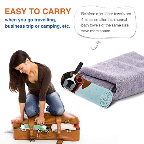 Gebrb Toalla de baño de Microfibra,Toallas de Gimnasio,Hat Dog Microfiber Fast Drying Towels Suitable for Camping, Backpacking,Gym, Beach, Swimming,Yoga