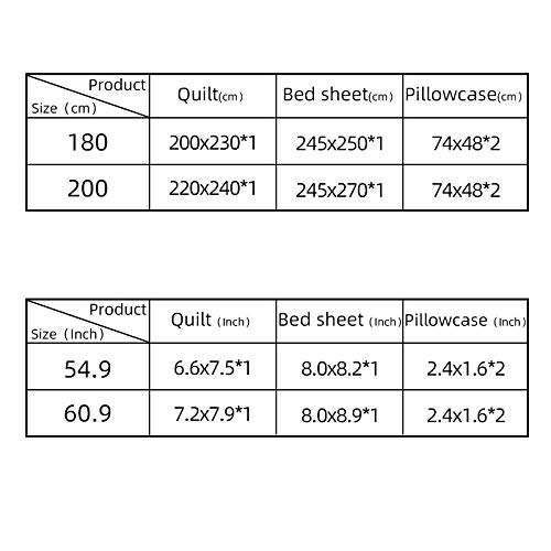 Geekcook Juegos de Fundas para edredón,Juegos de Cama sólidos Impresos a la Moda Juego de Cama para el hogar 4 Piezas Flor de árbol de Estrella-Estilo 39_Los 200CM