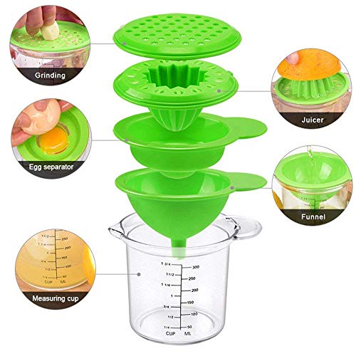 Geeke Exprimidor exprimidor de cítricos de Cocina con Mango y caño para Verter, Verde (5 en 1)