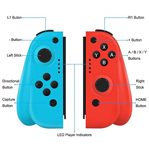 GEEMEE Mando Switch para Nintendo Switch, Bluetooth Wireless Controller Gamepad Joystick Controlador De Reemplazo Izquierdo Y Derecho para Joy con