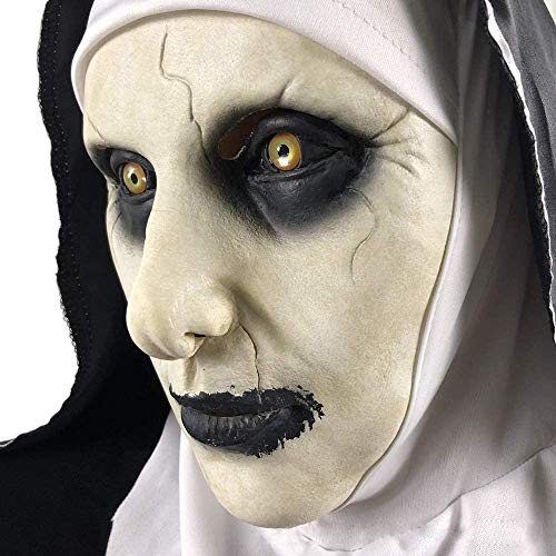 Geggur Festival de Halloween máscara Miedo Monja Sorpresa Mujer mascarilla Fantasma látex Cabeza Llena de Miedo,A