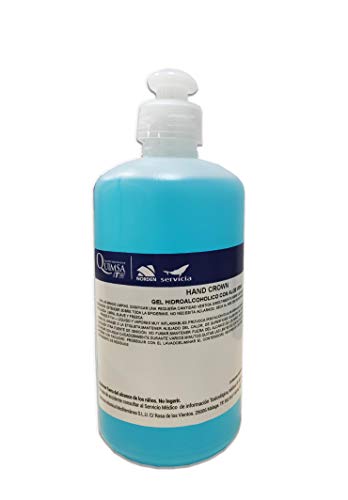 GEL DESINFECTANTE MANOS HAND CROWN | GEL HIDROALCOHOLICO DE MANOS | Formulado a base de alcohol y enriquecido con aloe vera y glicerina | 500 ml