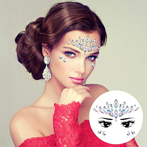 Gemas faciales de diamantes de imitación, pegatinas temporales de tatuaje de cara de Jane Choi, pegatinas de piedras preciosas para maquillaje y cosplay, 4 piezasMúsica Festival Fiesta Maquillaje
