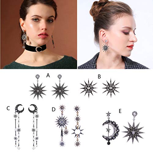 Generic Brands Asymmetriryal ar Luna Sun Drop Pendientes Ud Aretes de aro, pendientes de aro para las orejas, pendientes de aro para mujer