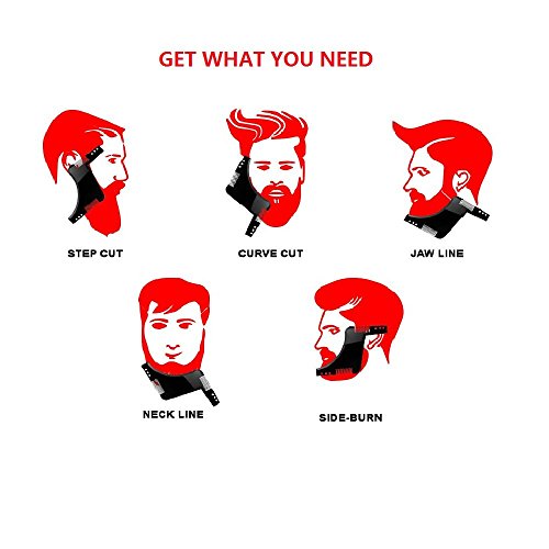 GENOVATION Peine Para Estilo de barba,Trimmer Template e Plantilla de Recorte Para el Afeitado y el Vello Facial Línea en Forma U Perfecta, Negro