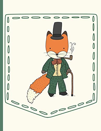 Gentleman Fox Smoking Pipe and Walking with Cane Pocket: Everyday Notebook