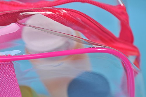 Gespout Neceser Maquillaje Cosméticos Bolsas Plásticos Organizador Almacenamiento Paquete Niña Mujer Playa Baño Lavado Bolso de Mano Viaje Impermeable 1pcs Rosa 30 * 10 * 22cm