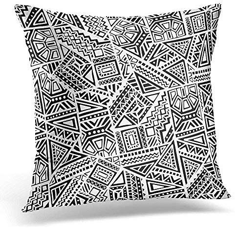 GFGKKGJFF - Funda de cojín de Lona Tiki étnica con Dibujo Antiguo polinesio Hecho a Mano, 18 x 18 Pulgadas, decoración para el salón