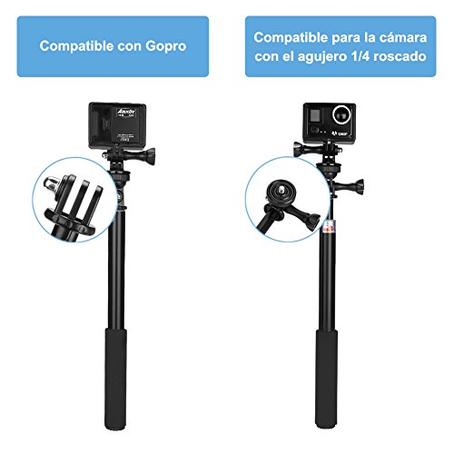 GHB Palo Selfie Gopro para Poste de Extensión Telescópica Gopro Palo con Polo Monopod para GoPro Héroe 4/3+/3/2 SJ4000 SJ5000 DV Cámara Sony Action CAM/Canon/Nikon etc.