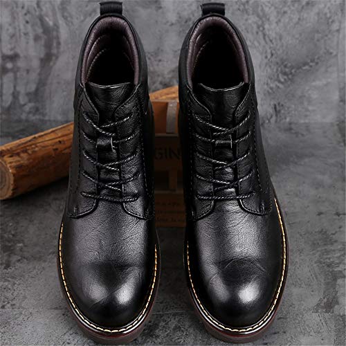 GHC Oxfords de negocios, Bota de caña de las botas de combate de los hombres, estilo de encaje hasta zapatos de cuero genuino, cosido ceroso cordones calor Anti Slip zapatos al aire libre (Opción inte