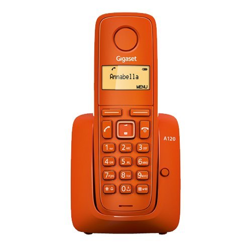 Gigaset A120 - Teléfono Inalámbrico, Agenda de 50 Contactos,, Pantalla Iluminada, Color Naranja