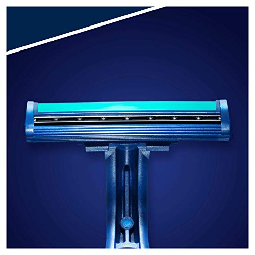 Gillette BlueII Plus Maquinillas desechables para hombre, dos hojas de afeitar, cabezal fijo, banda lubricante - Pack de 5+1