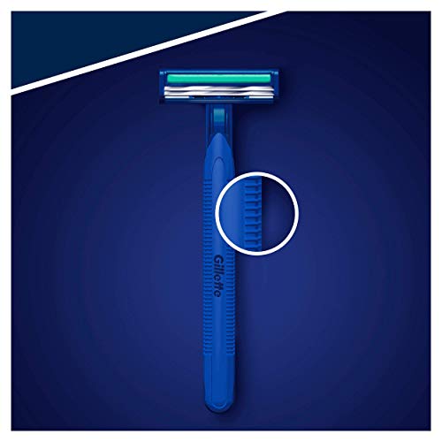 Gillette BlueII Plus Maquinillas desechables para hombre, dos hojas de afeitar, cabezal fijo, banda lubricante - Pack de 5+1