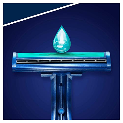 Gillette BlueII Plus Maquinillas desechables para hombre, dos hojas de afeitar, cabezal fijo, banda lubricante - Pack de 5+1