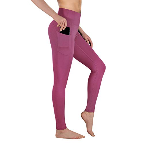 Gimdumasa Pantalón Deportivo de Mujer Cintura Alta Leggings Mallas para Running Training Fitness Estiramiento Yoga y Pilates GI188 (Begonia Rosa, XL)
