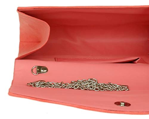 Girly Handbags - Cartera de mano de ante para mujer Rojo coral