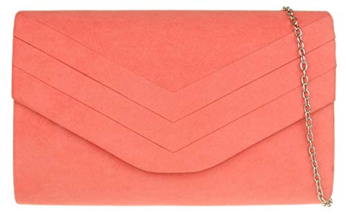 Girly Handbags - Cartera de mano de ante para mujer Rojo coral