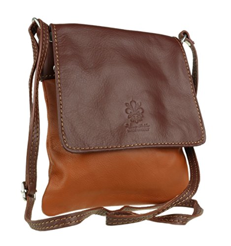Girly Handbags Nueva bolso genuino de cuero Crossbody Pequeño mensajero piel suave - café bronceada