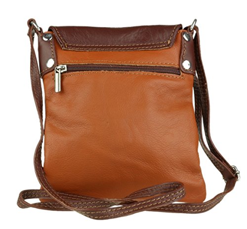 Girly Handbags Nueva bolso genuino de cuero Crossbody Pequeño mensajero piel suave - café bronceada