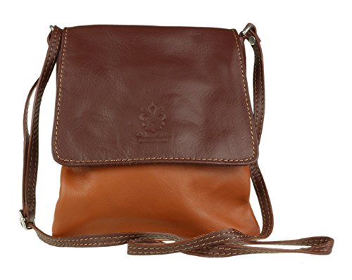 Girly Handbags Nueva bolso genuino de cuero Crossbody Pequeño mensajero piel suave - café bronceada