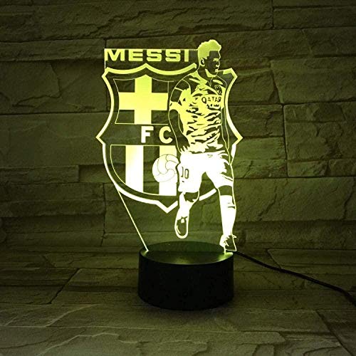 giyiohok Luz nocturna 3D Barcelona Messi Team Illusion Lámpara de mesa LED 7 colores Touch Control remoto Color Mood Lámpara USB Hogar Dormitorio Lámpara de noche