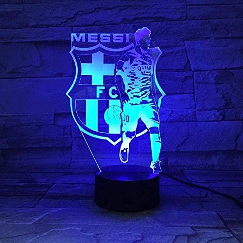 giyiohok Luz nocturna 3D Barcelona Messi Team Illusion Lámpara de mesa LED 7 colores Touch Control remoto Color Mood Lámpara USB Hogar Dormitorio Lámpara de noche