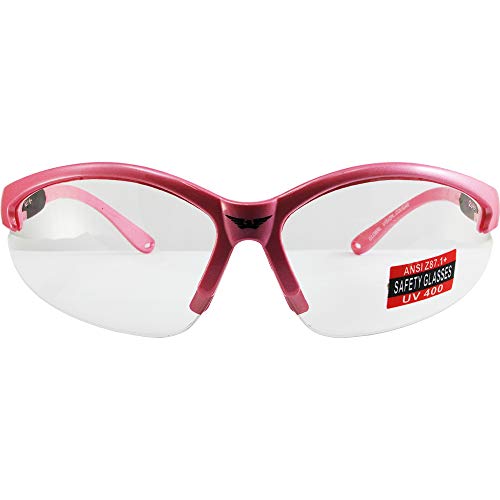 Global Vision puma rosado mujeres gafas de seguridad, lentes claros