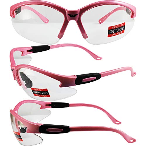 Global Vision puma rosado mujeres gafas de seguridad, lentes claros