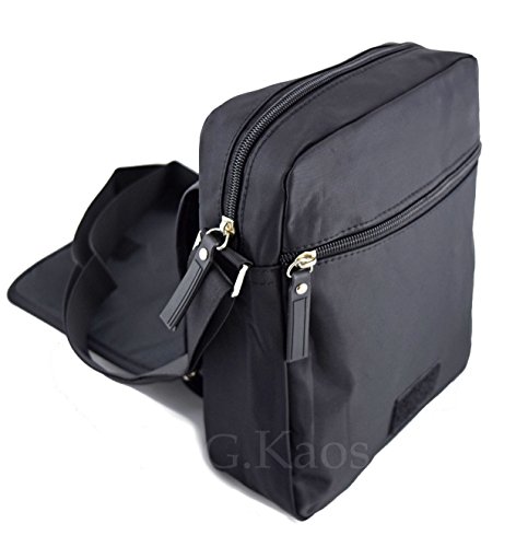 Gloria Kaos - Bolso de Hombre Bandolera Ajustable Nailon Negro Multibolsillos Unisex