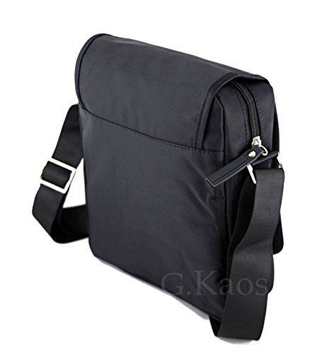Gloria Kaos - Bolso de Hombre Bandolera Ajustable Nailon Negro Multibolsillos Unisex